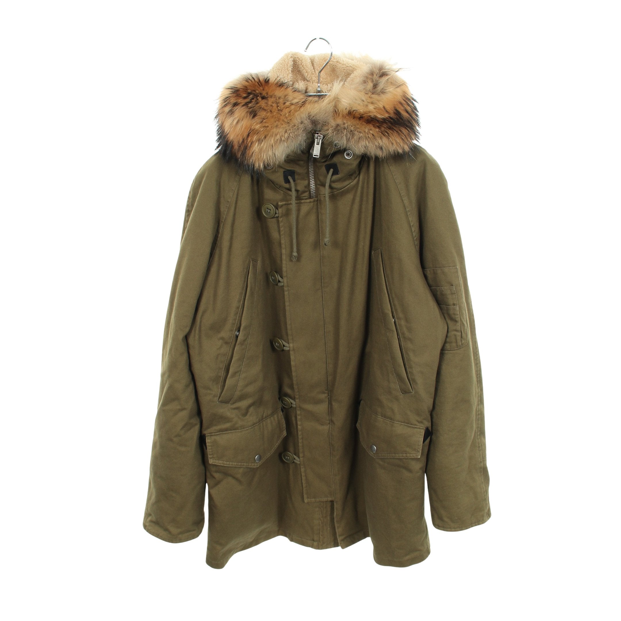 MHL【美品】フード付きカーキモッズコート Mサイズ ARCADE（アーケード） モッズコート コート 春服 ハイネック モッズ