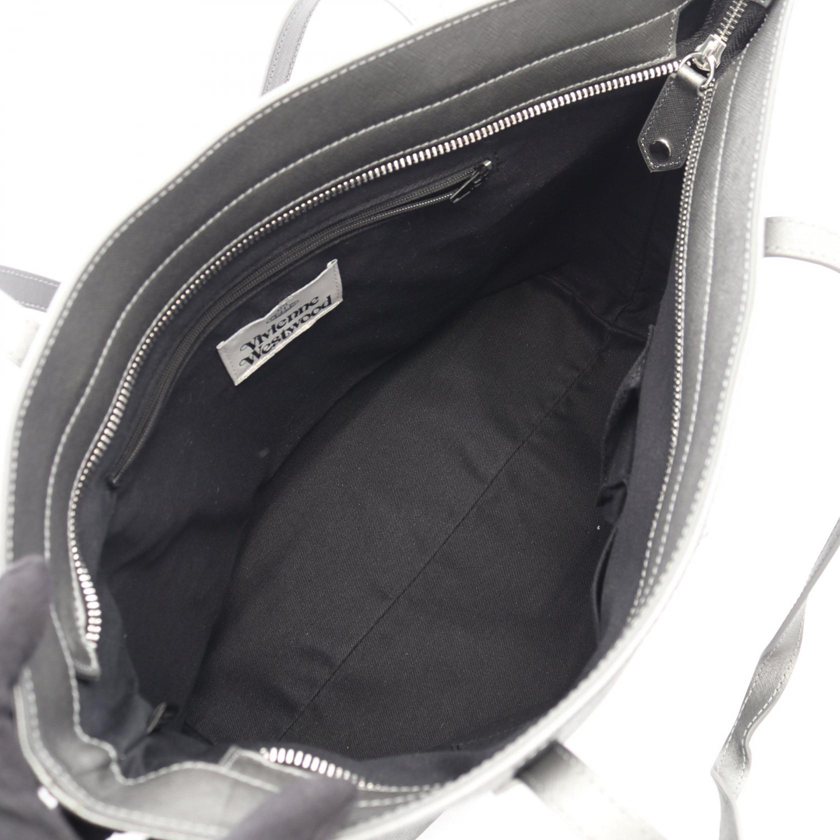 SHOPPER オーブ ハンドバッグ トートバッグ レザー シルバー