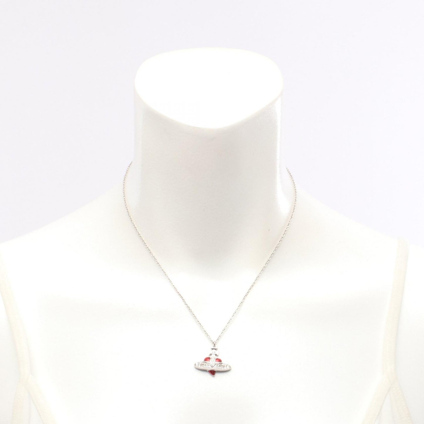 DIAMANTE HEART ネックレス ステンレススチール ラインストーン シルバー レッド クリア ヴィヴィアンウエストウッド アクセサリー Vivienne Westwood