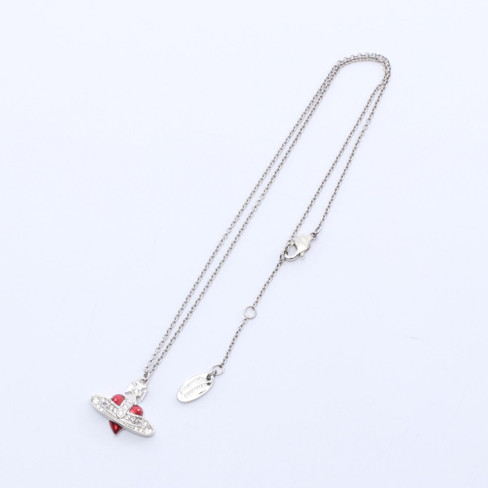 DIAMANTE HEART ネックレス ステンレススチール ラインストーン シルバー レッド クリア ヴィヴィアンウエストウッド アクセサリー Vivienne Westwood