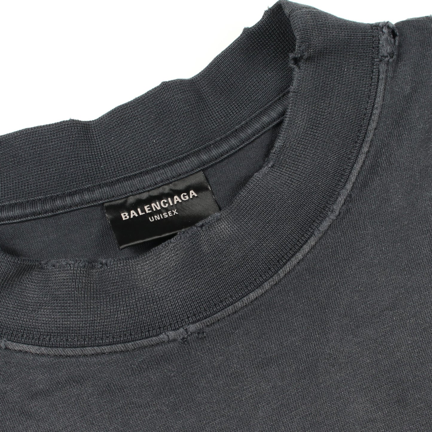 TAPE TYPE ダメージ加工 半袖Tシャツ コットン ダークグレー バレンシアガ トップス BALENCIAGA