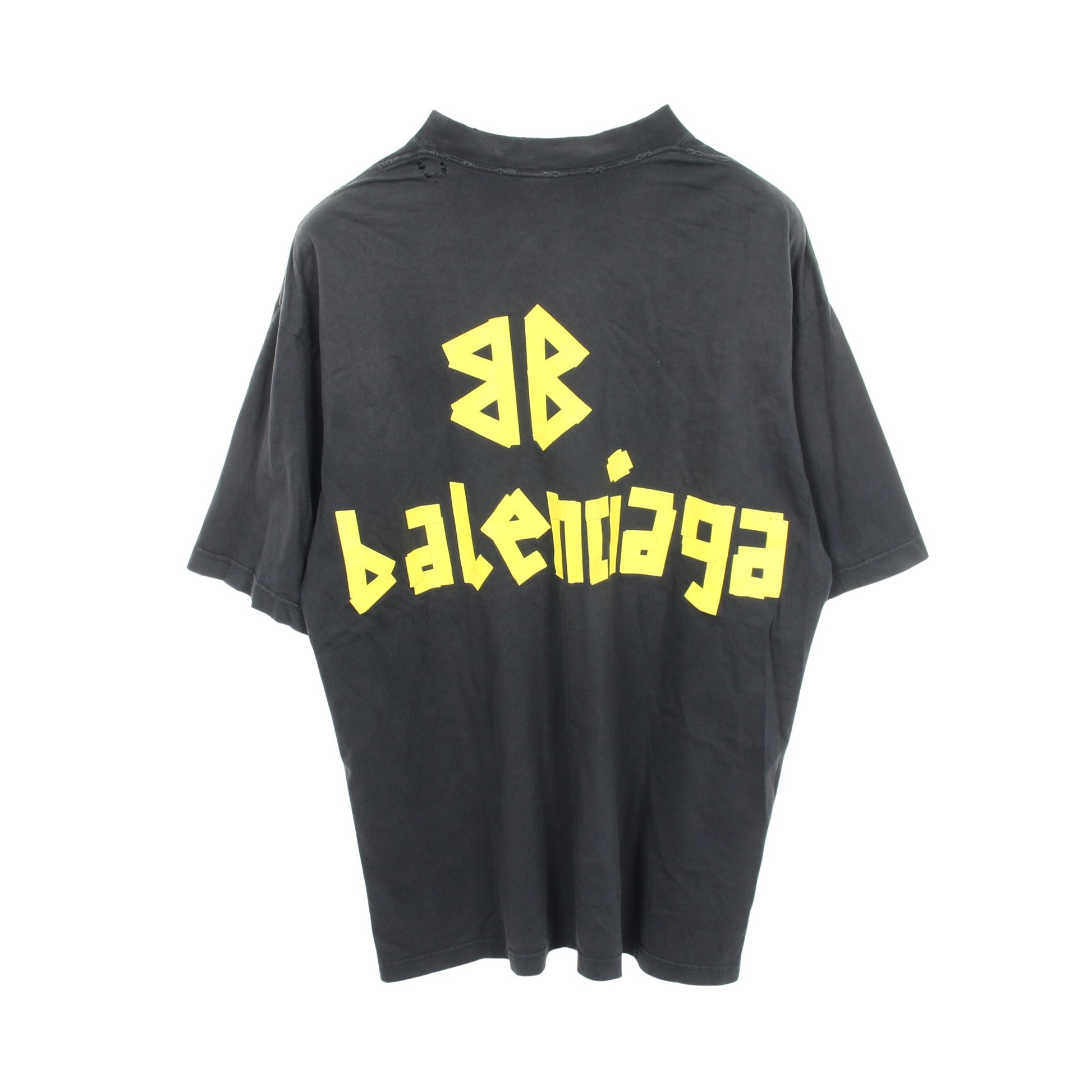 TAPE TYPE ダメージ加工 半袖Tシャツ コットン ダークグレー バレンシアガ トップス BALENCIAGA