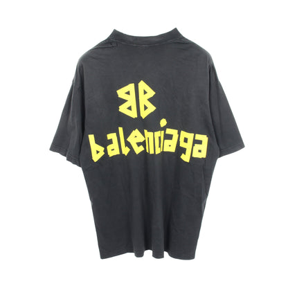 TAPE TYPE ダメージ加工 半袖Tシャツ コットン ダークグレー バレンシアガ トップス BALENCIAGA