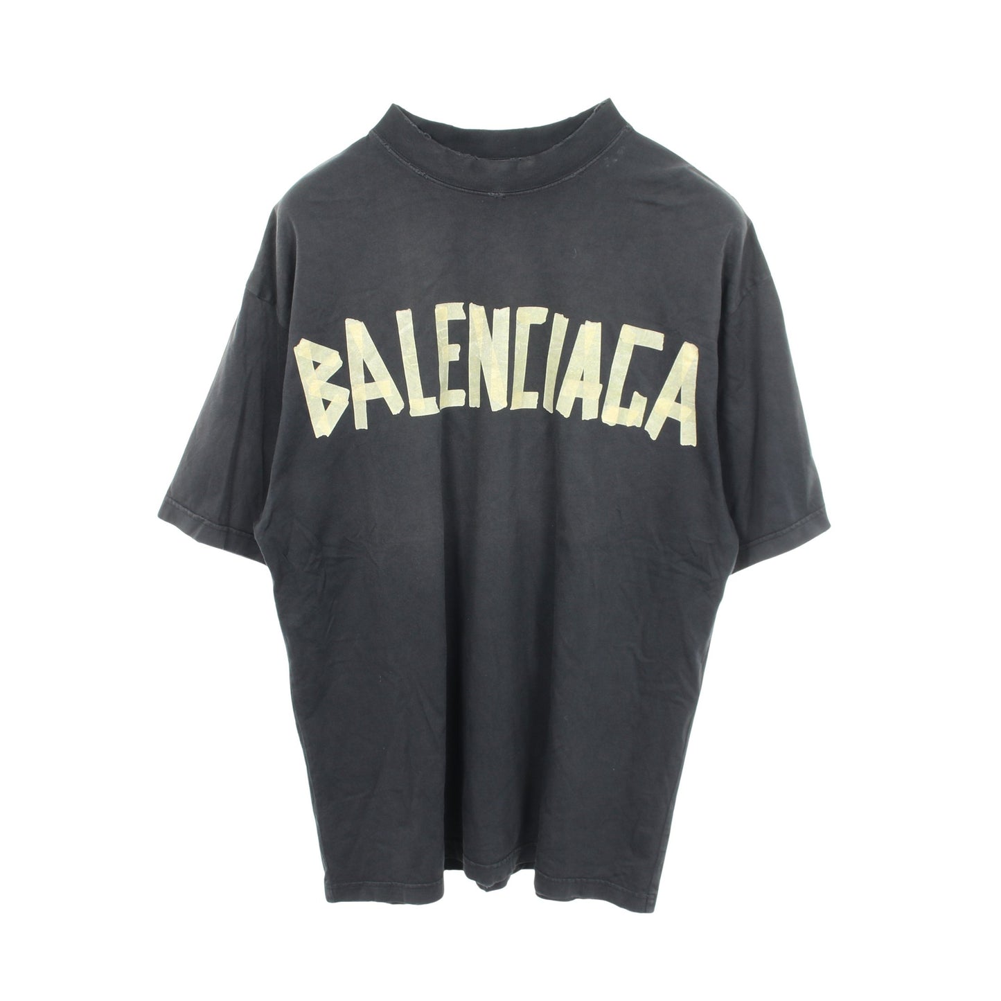 TAPE TYPE ダメージ加工 半袖Tシャツ コットン ダークグレー バレンシアガ トップス BALENCIAGA
