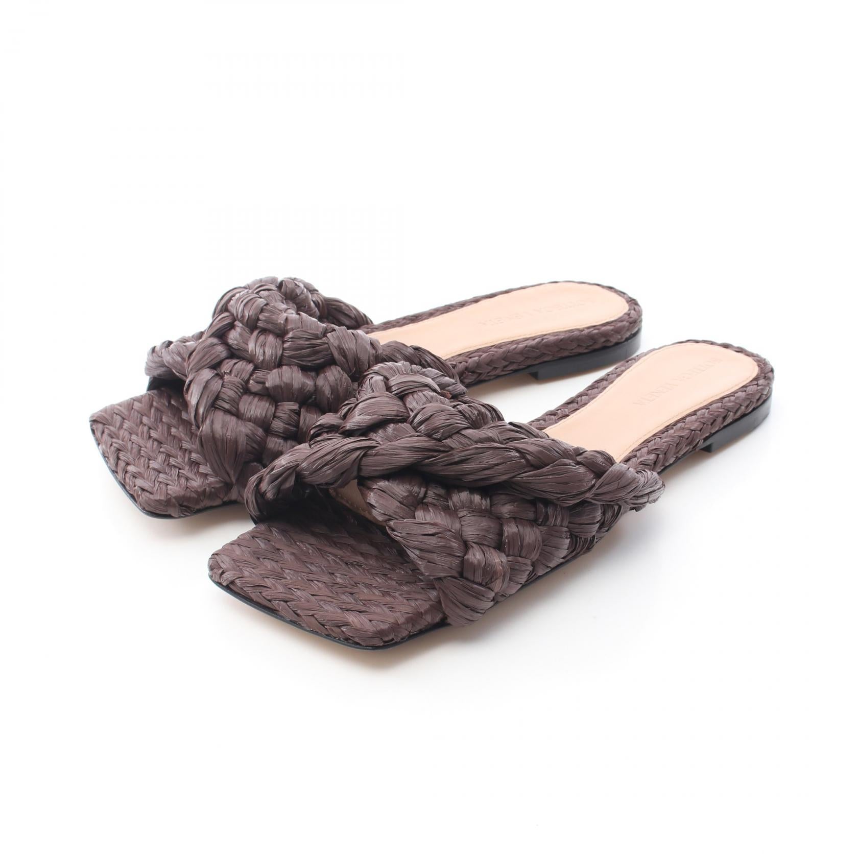 イントレチャート サンダル ラフィア ブラウン ボッテガヴェネタ シューズ BOTTEGA VENETA