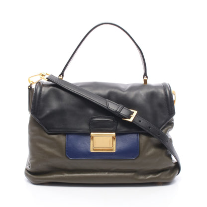 2WAY ハンドバッグ レザー カーキグリーン ブラック ブルー ミュウミュウ バッグ miu miu