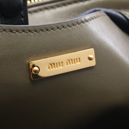 2WAY ハンドバッグ レザー カーキグリーン ブラック ブルー ミュウミュウ バッグ miu miu