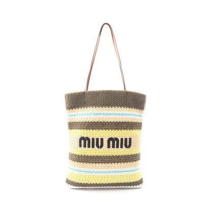 ロゴ ショルダーバッグ トートバッグ ファブリック レザー カーキグリーン マルチカラー ミュウミュウ バッグ miu miu