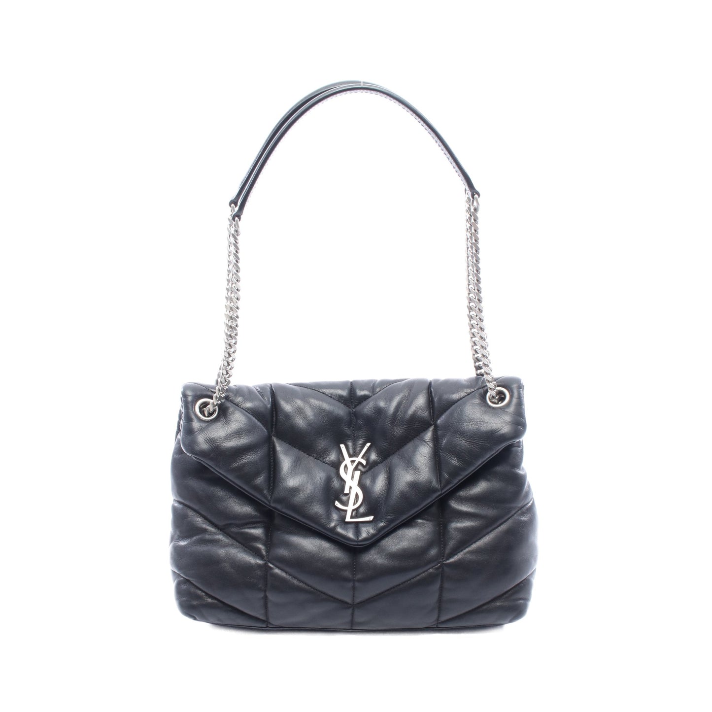 パファー ミディアム チェーンショルダーバッグ ラムスキン ブラック サンローランパリ バッグ SAINT LAURENT PARIS