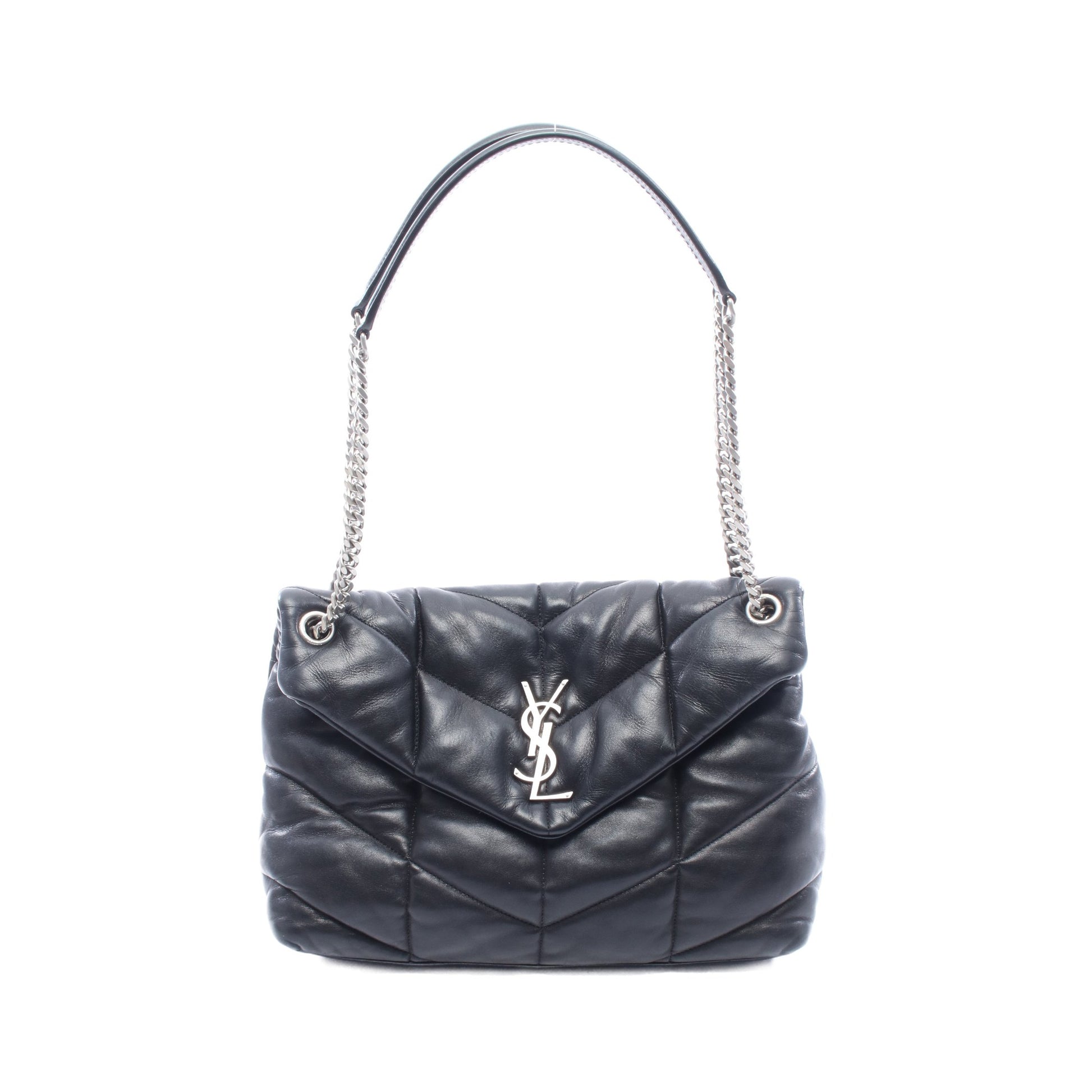 パファー ミディアム チェーンショルダーバッグ ラムスキン ブラック サンローランパリ バッグ SAINT LAURENT PARIS