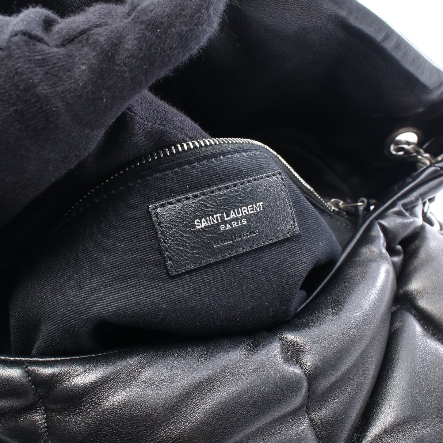 パファー ミディアム チェーンショルダーバッグ ラムスキン ブラック サンローランパリ バッグ SAINT LAURENT PARIS