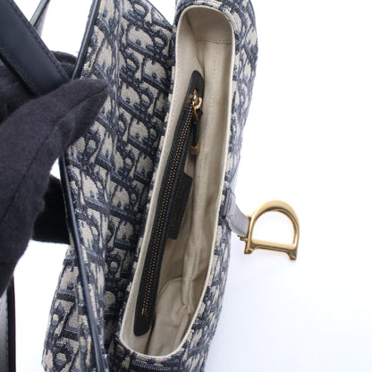 SADDLE サドル オブリーク ハンドバッグ キャンバス レザー ネイビー クリスチャンディオール バッグ Christian Dior