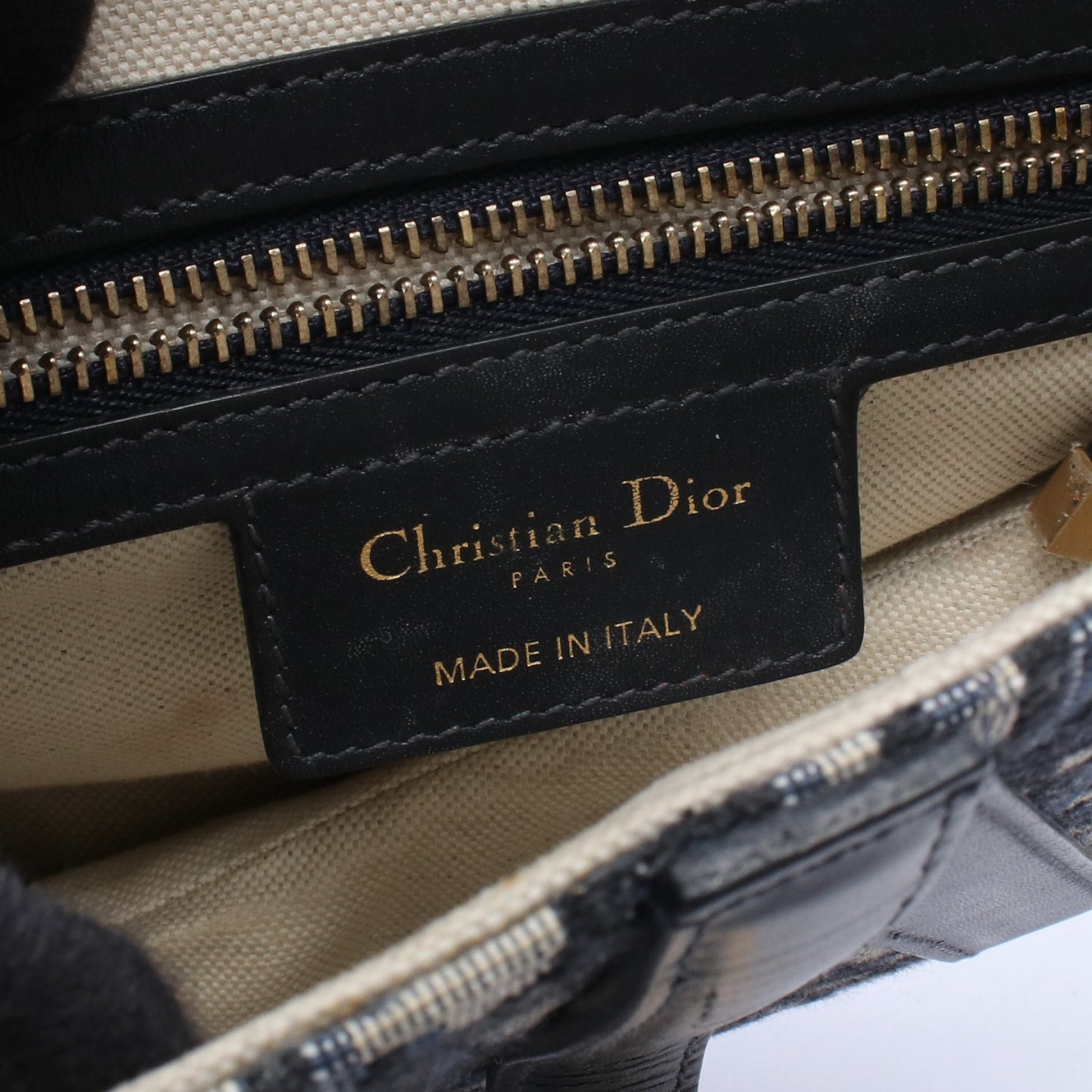 SADDLE サドル オブリーク ハンドバッグ キャンバス レザー ネイビー クリスチャンディオール バッグ Christian Dior