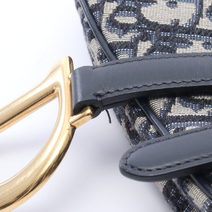 SADDLE サドル オブリーク ハンドバッグ キャンバス レザー ネイビー クリスチャンディオール バッグ Christian Dior