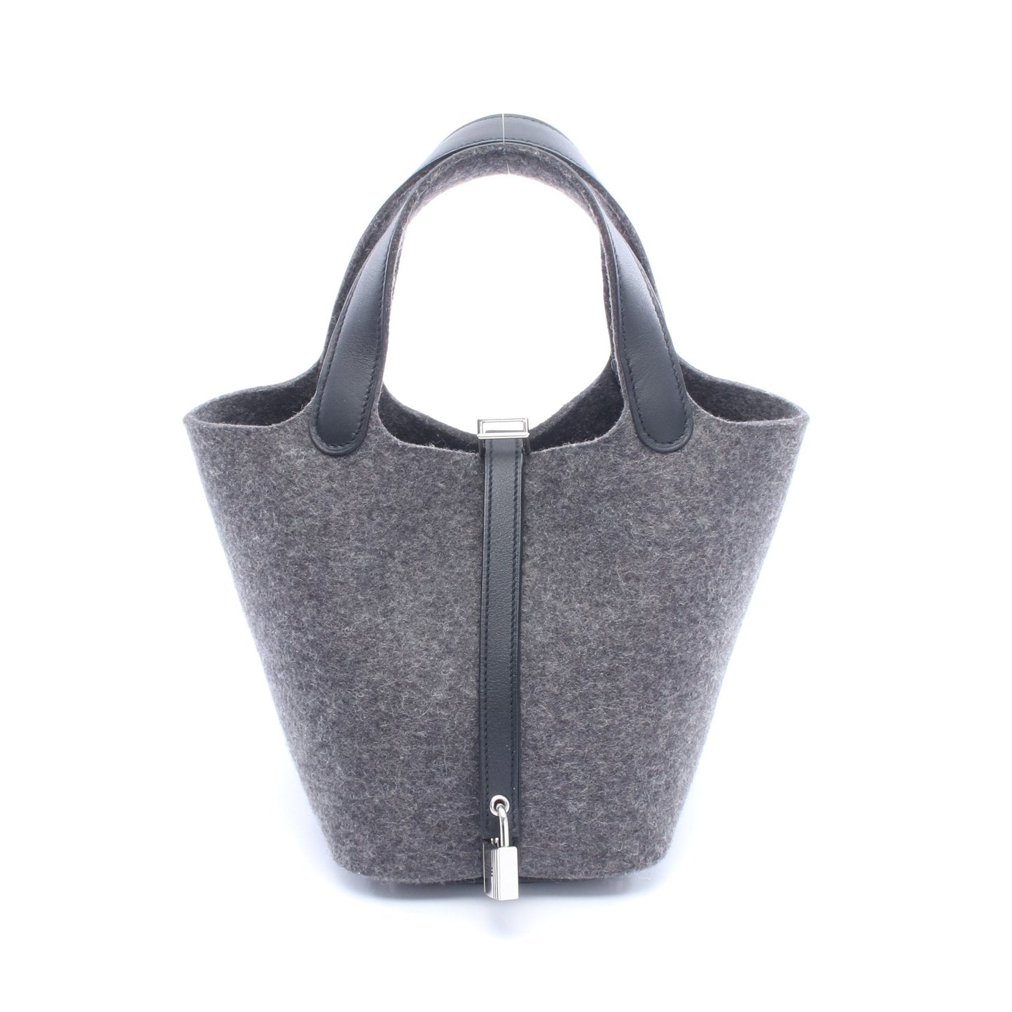 ピコタンロックPM ハンドバッグ フェルト ヴォースイフト ダークグレー ブラック シルバー金具 Y刻印 エルメス バッグ HERMES
