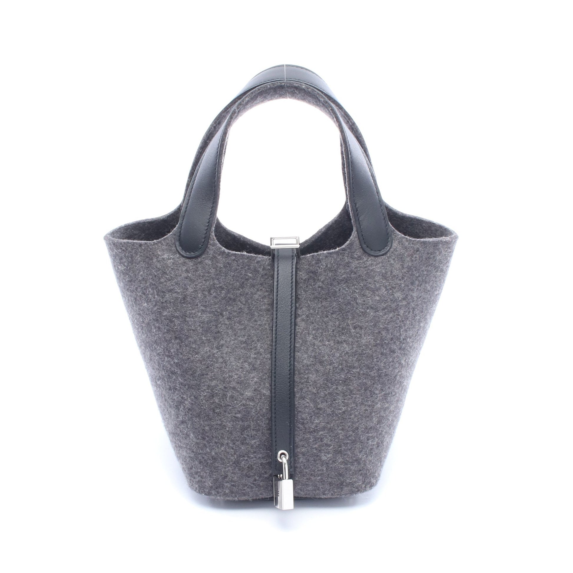 ピコタンロックPM ハンドバッグ フェルト ヴォースイフト ダークグレー ブラック シルバー金具 Y刻印 エルメス バッグ HERMES