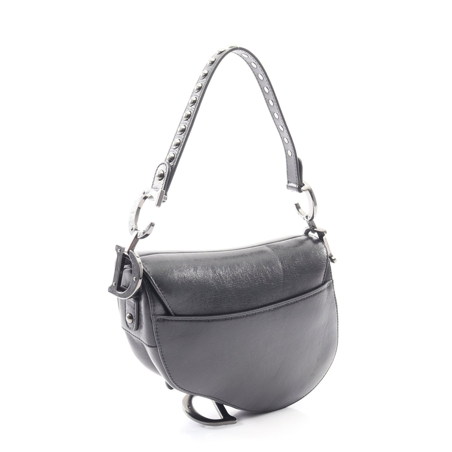 SADDLE サドル スタッズ 2WAY ハンドバッグ レザー ブラック クリスチャンディオール バッグ Christian Dior