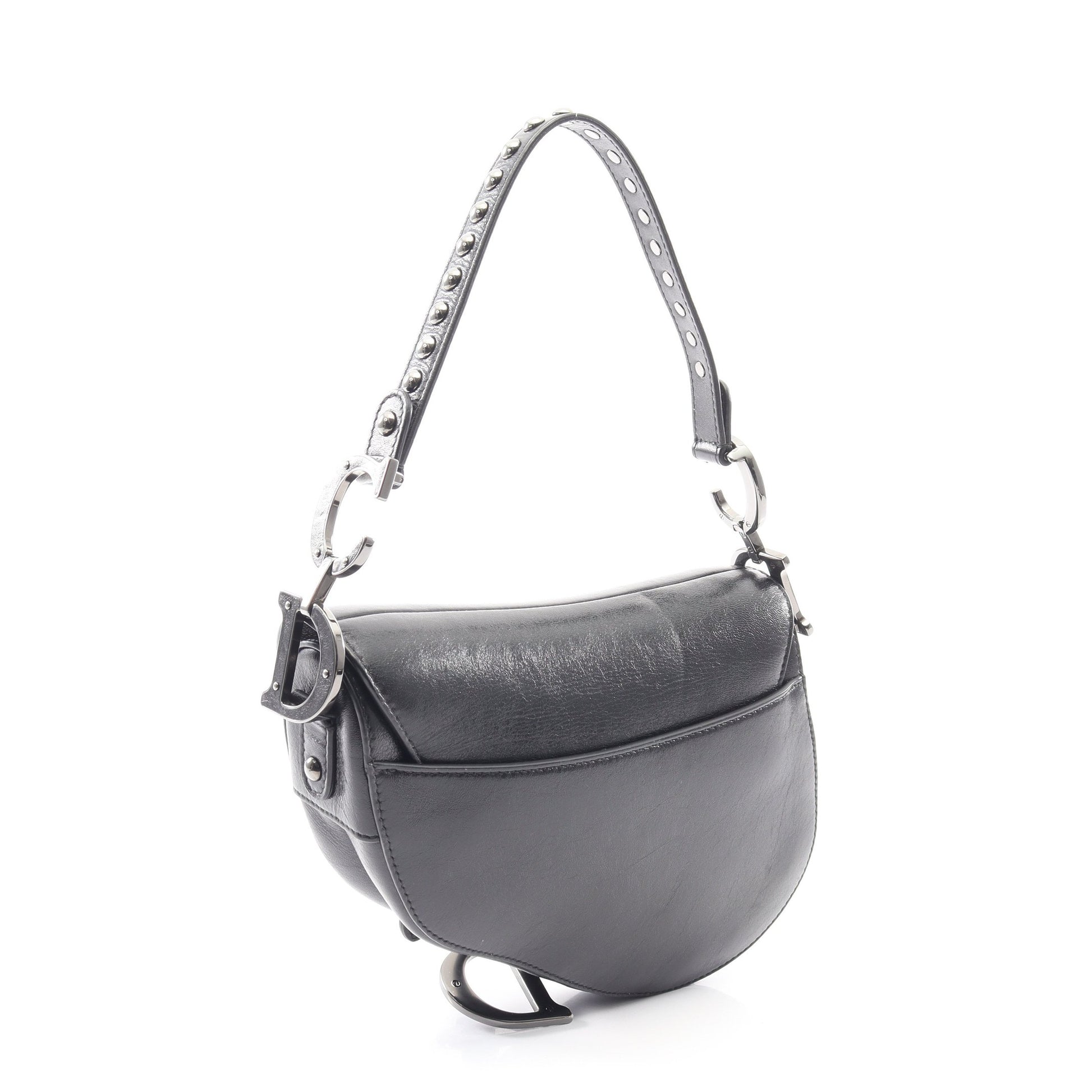 SADDLE サドル スタッズ 2WAY ハンドバッグ レザー ブラック クリスチャンディオール バッグ Christian Dior