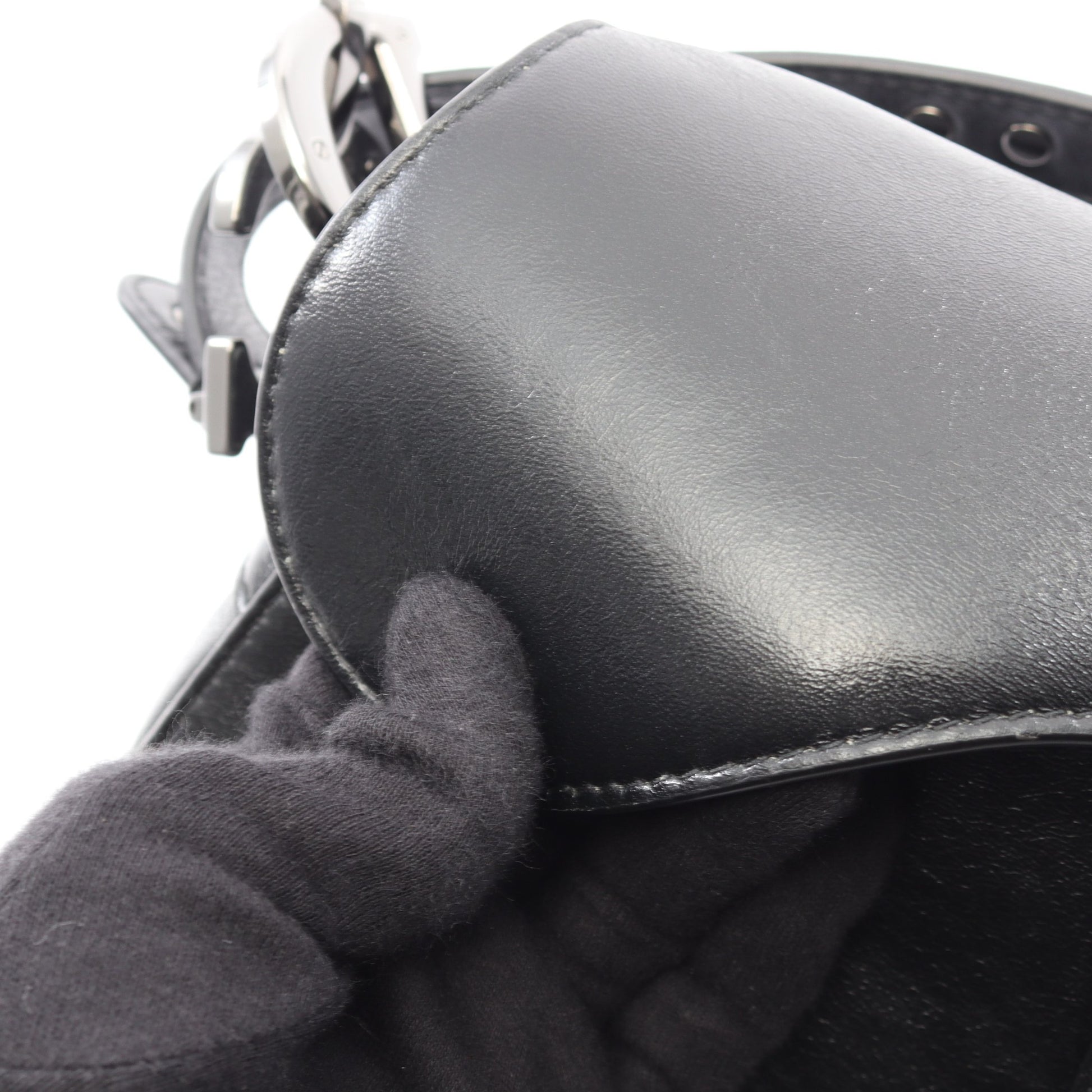 SADDLE サドル スタッズ 2WAY ハンドバッグ レザー ブラック クリスチャンディオール バッグ Christian Dior