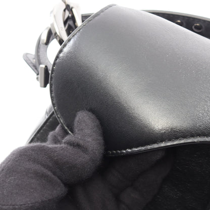 SADDLE サドル スタッズ 2WAY ハンドバッグ レザー ブラック クリスチャンディオール バッグ Christian Dior