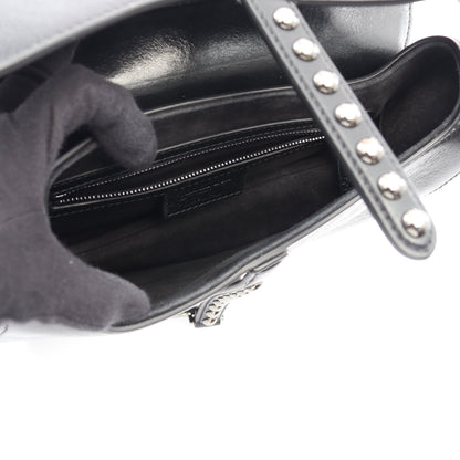 SADDLE サドル スタッズ 2WAY ハンドバッグ レザー ブラック クリスチャンディオール バッグ Christian Dior