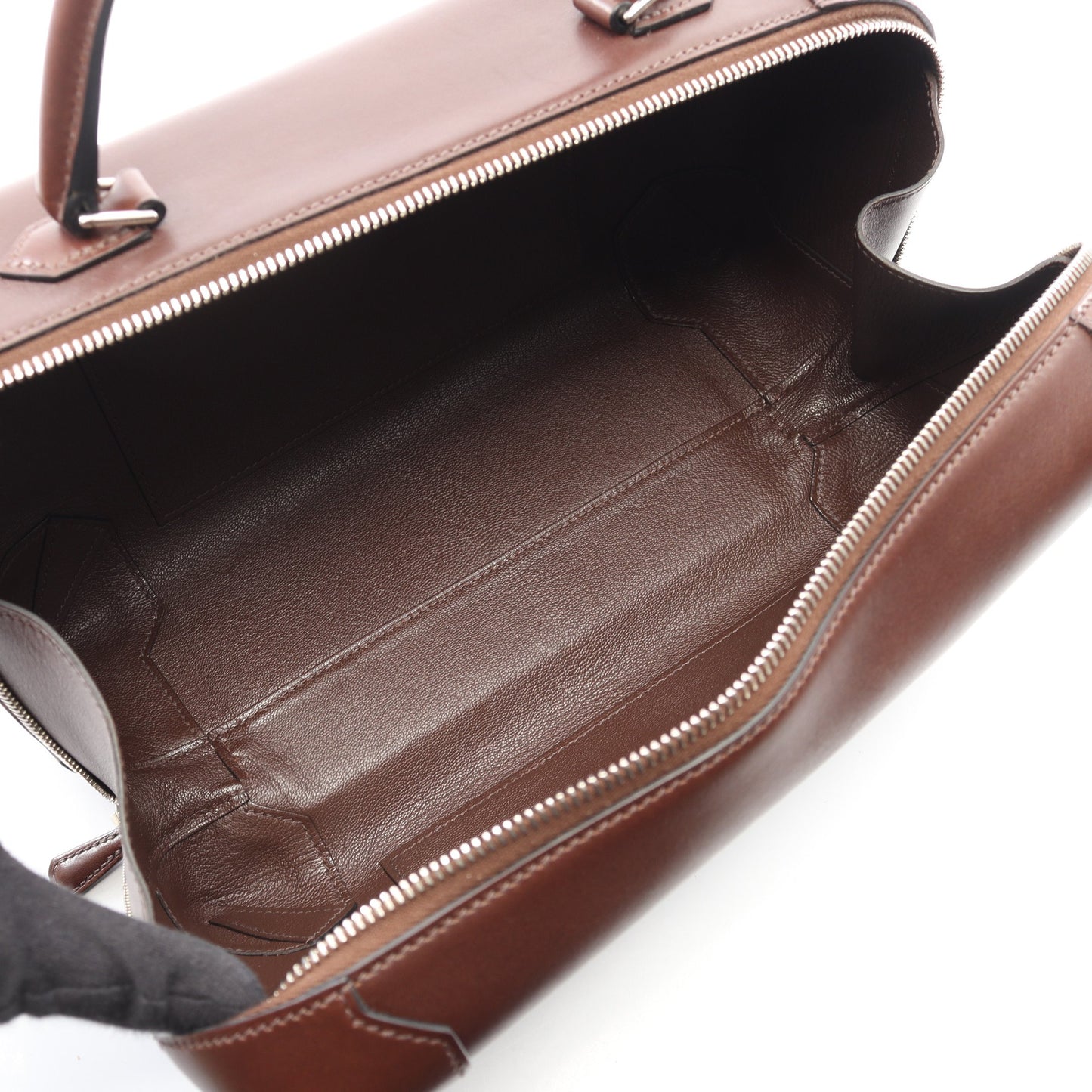 マキシボックス29 ハバナ ハンドバッグ ヴォーバトラー ダークブラウン シルバー金具 □R刻印 エルメス バッグ HERMES
