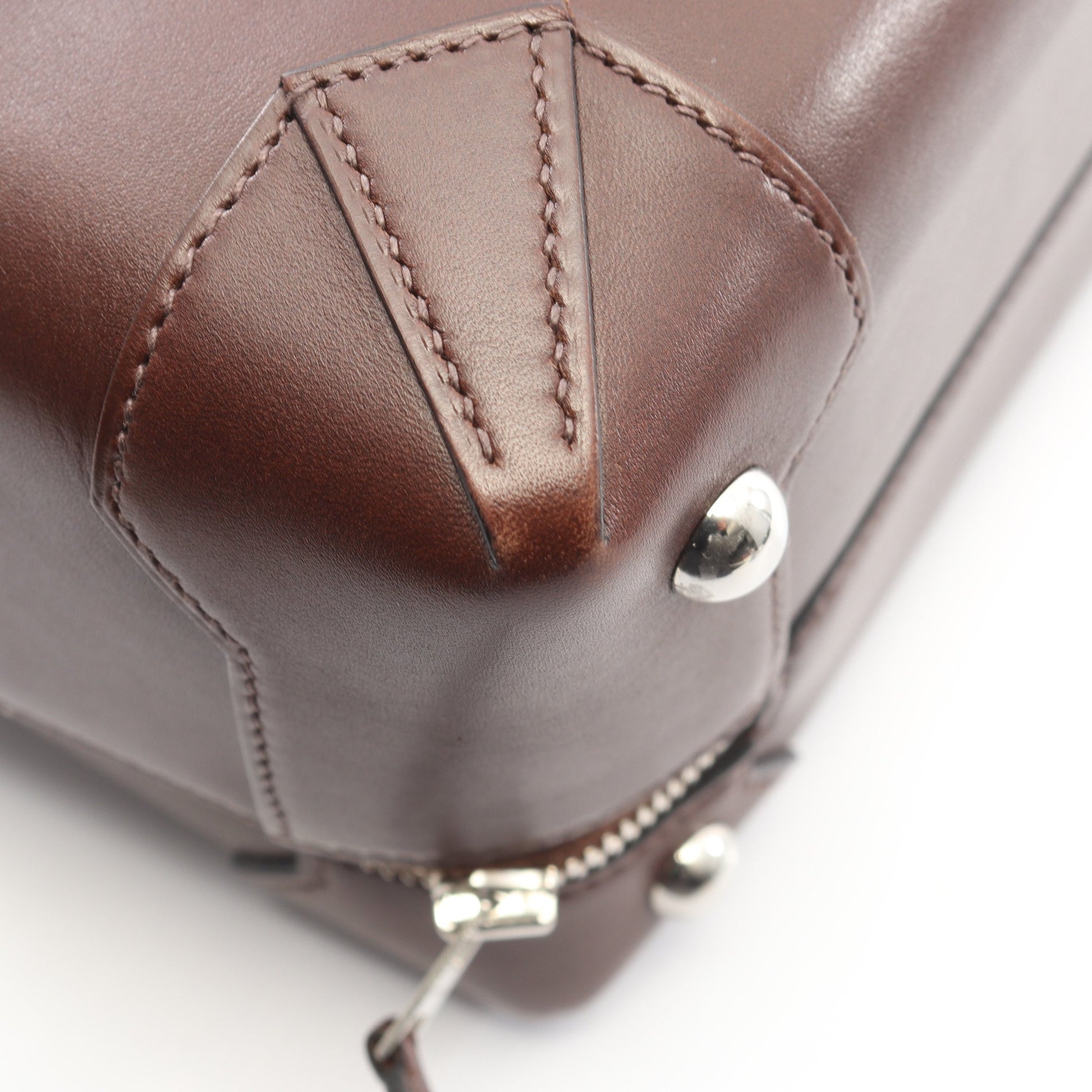 マキシボックス29 ハバナ ハンドバッグ ヴォーバトラー ダークブラウン シルバー金具 □R刻印 エルメス バッグ HERMES