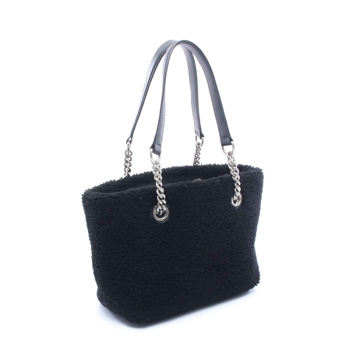 DUTY FREE スモール チェーンショルダーバッグ チェーントートバッグ ボア レザー ブラック ホワイト プラダ バッグ PRADA