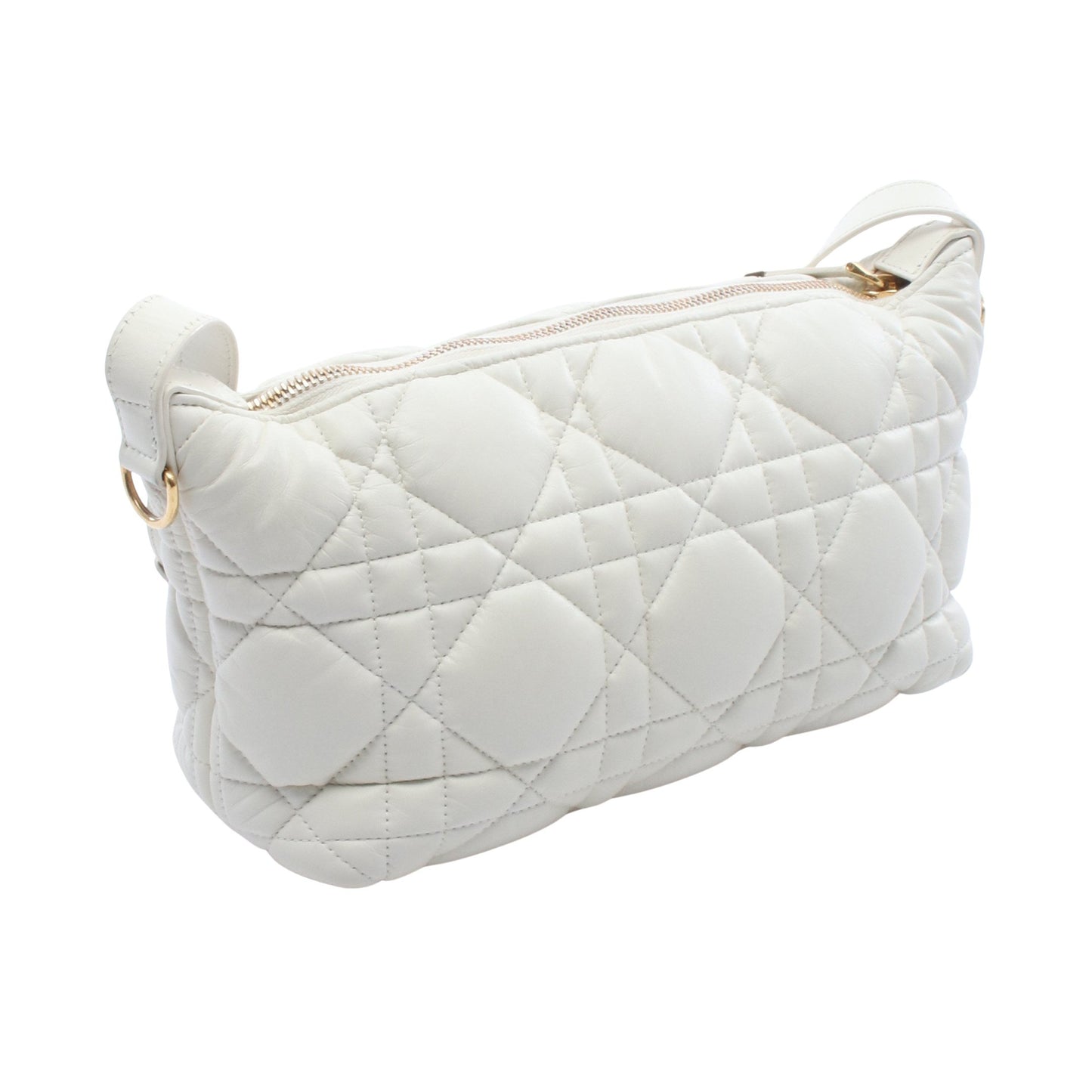 DIORTRAVEL ノマドポーチ カナージュ ショルダーバッグ レザー ホワイト クリスチャンディオール バッグ Christian Dior