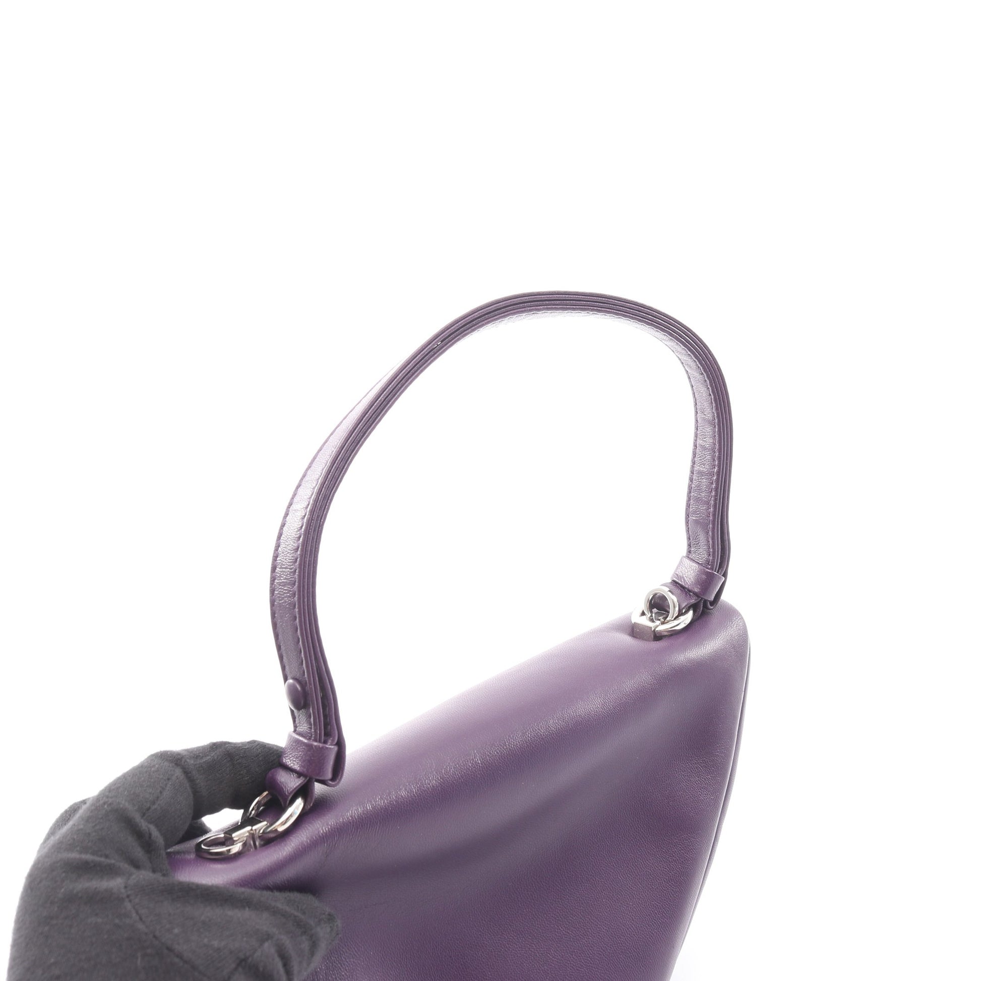 トライアングル 2WAY ハンドバッグ レザー パープル プラダ バッグ PRADA