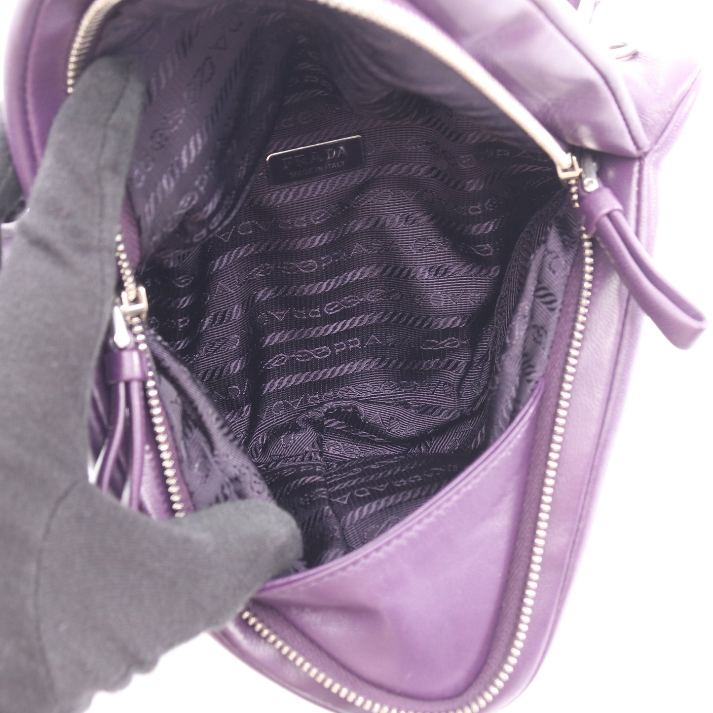 トライアングル 2WAY ハンドバッグ レザー パープル プラダ バッグ PRADA