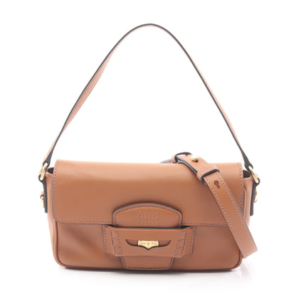 CRM FINE CALF ペニー 2WAY ハンドバッグ レザー ブラウン ミュウミュウ バッグ miu miu