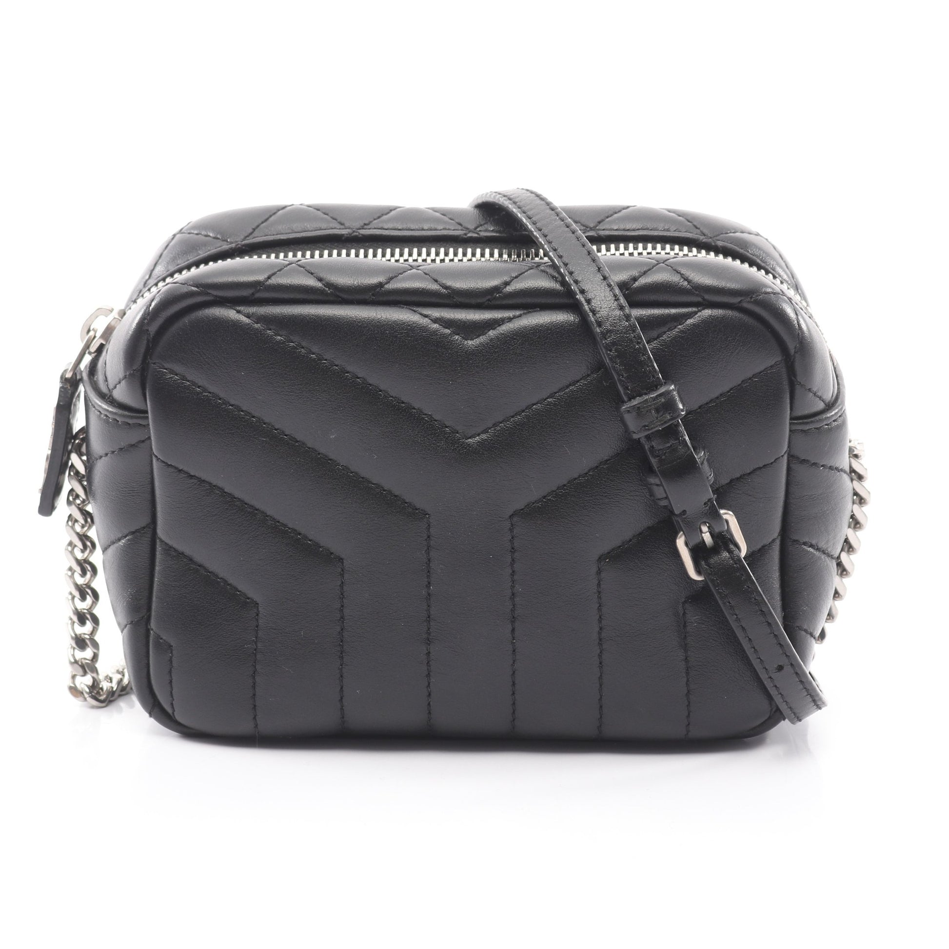 ルル ミニ ボーリングバッグ チェーンショルダーバッグ レザー ブラック サンローランパリ バッグ SAINT LAURENT PARIS