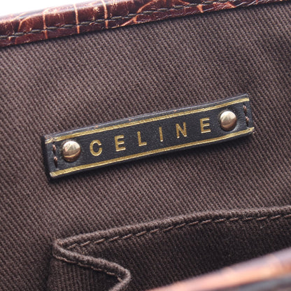 ブギーバッグ マカダム クロコ型押し ハンドバッグ キャンバス レザー ダークブラウン ベージュ セリーヌ バッグ CELINE