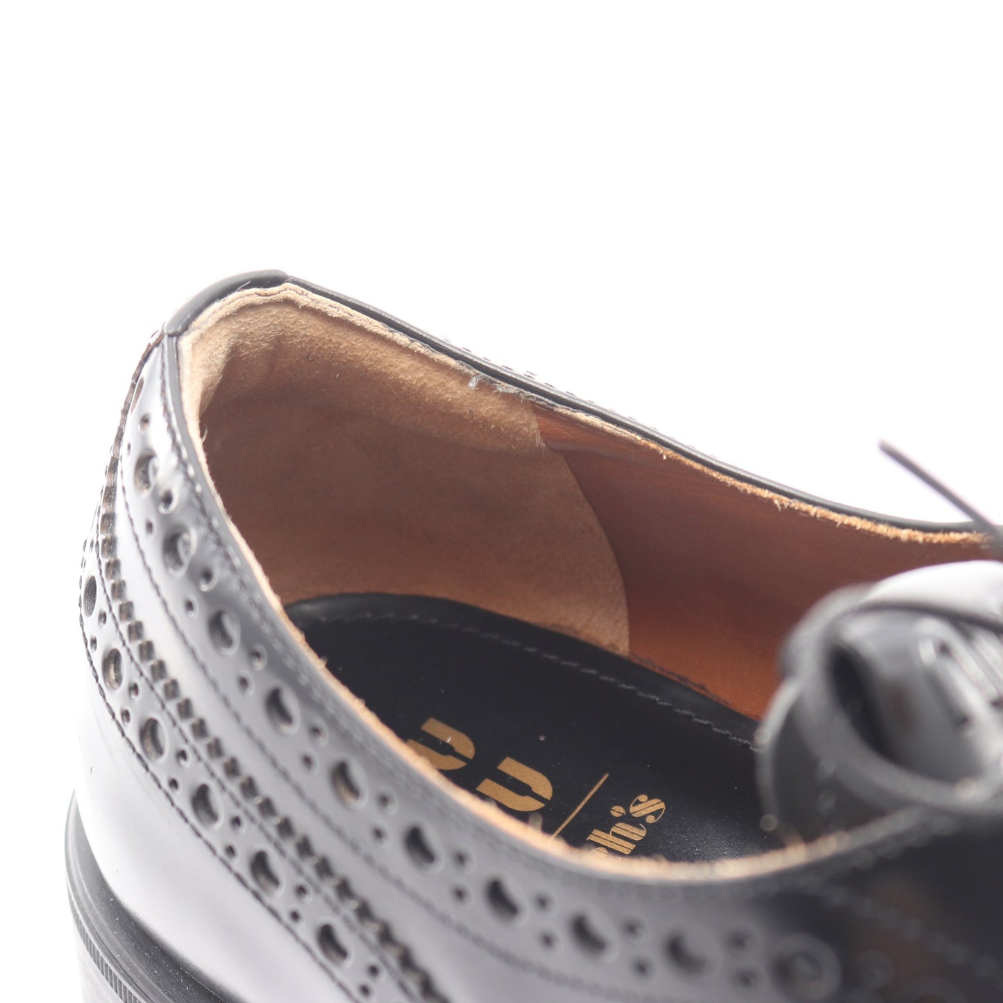 miu miu × Church's ブラッシュドレザー オックスフォードグローグシューズ ドレスシューズ レザー ブラック ミュウミュウ シューズ miu miu