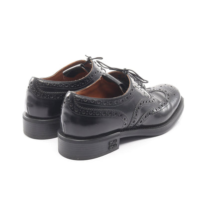 miu miu × Church's ブラッシュドレザー オックスフォードグローグシューズ ドレスシューズ レザー ブラック ミュウミュウ シューズ miu miu