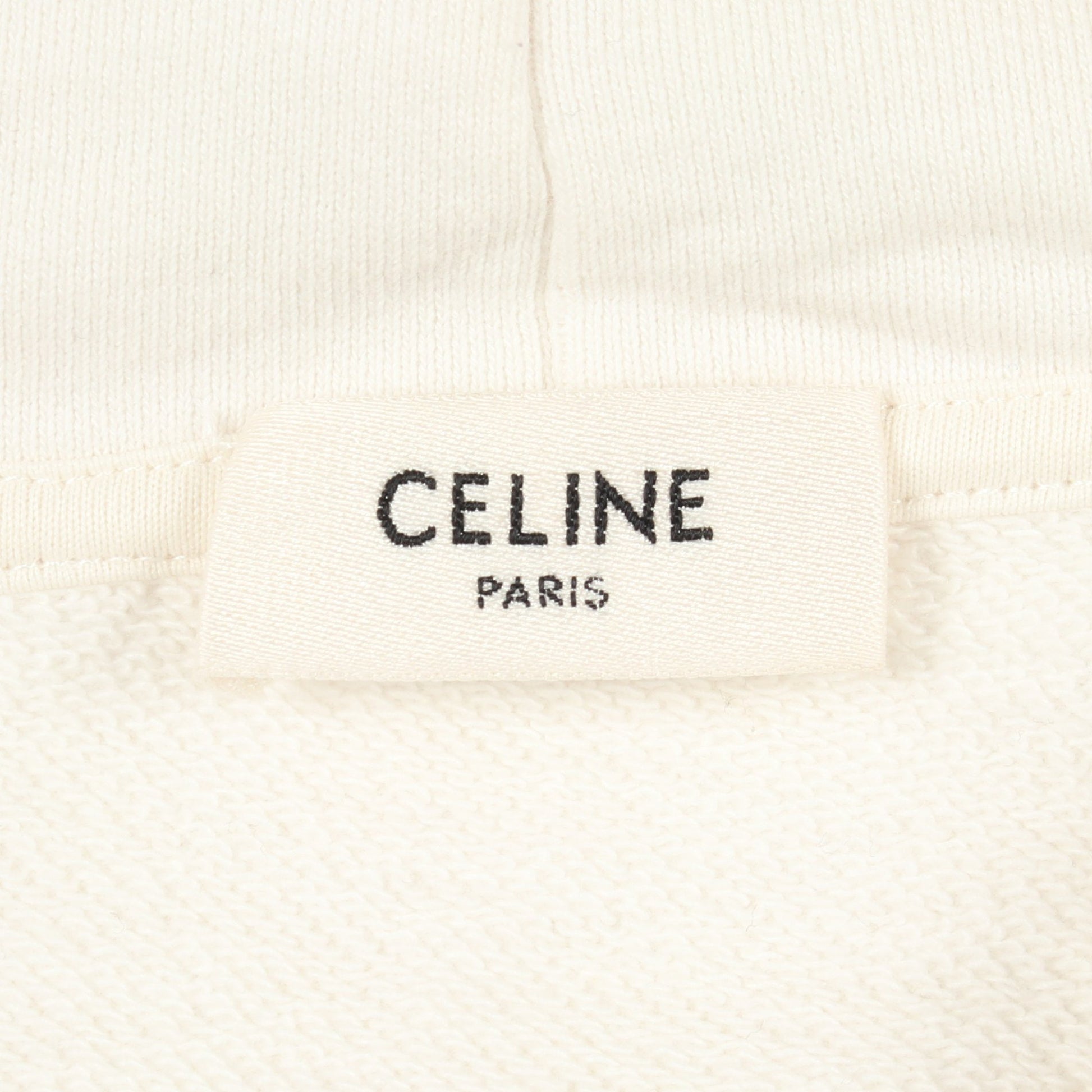 ロゴ ルーズ フーディ プルオーバーパーカー コットン ホワイト ブラック セリーヌ トップス CELINE