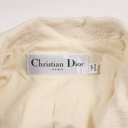 ペプラム ジャケット コットン リネン オフホワイト クリスチャンディオール アウター Christian Dior