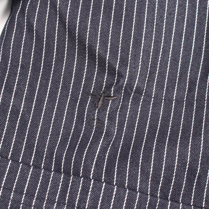 BEE刺繍 ストライプ シャツ ジャケット コットン シルク ネイビー クリスチャンディオール