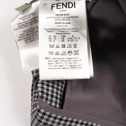 千鳥格子 ショート パンツ ウール ブラック ホワイト フェンディ ボトムス FENDI