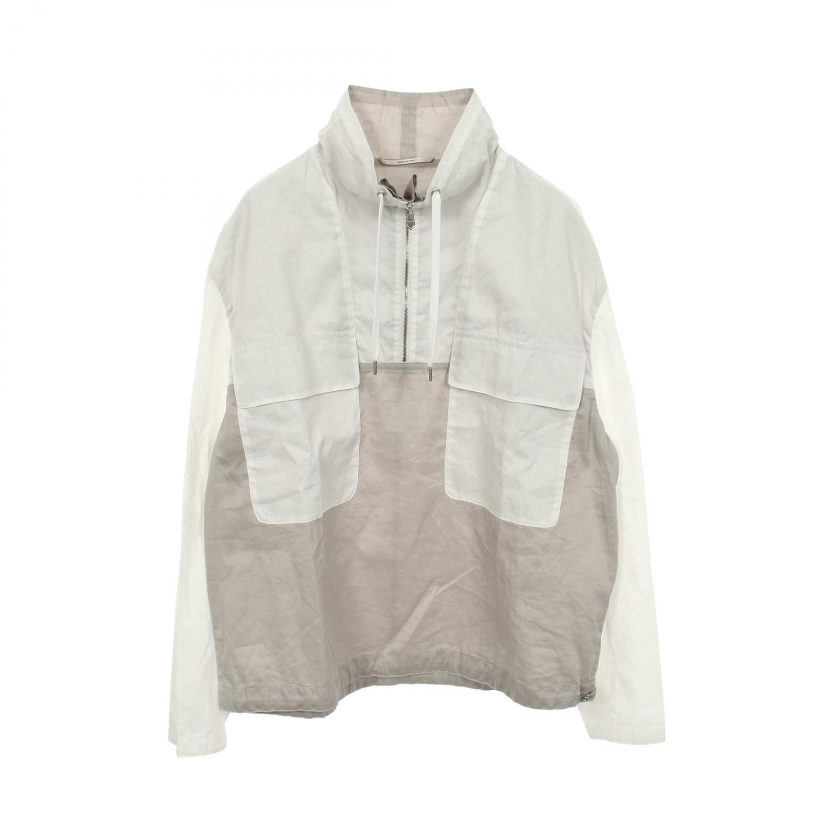 ハーフジッププルオーバー トップス コットン ホワイト グレー エルメス トップス HERMES