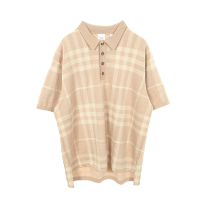 チェック ジャカード ポロシャツ ウール シルク ベージュ バーバリー トップス BURBERRY