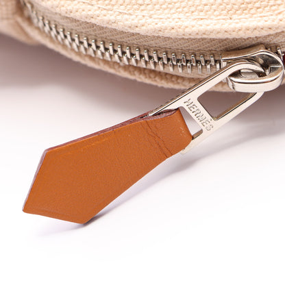 ボリードポーチ20 ポーチ キャンバス レザー ライトベージュ ライトブラウン シルバー金具 エルメス 財布・小物 HERMES