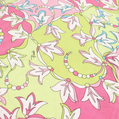 総柄 Vネック カットソー レーヨン ピンク イエローグリーン マルチカラー エミリオプッチ トップス EMILIO PUCCI
