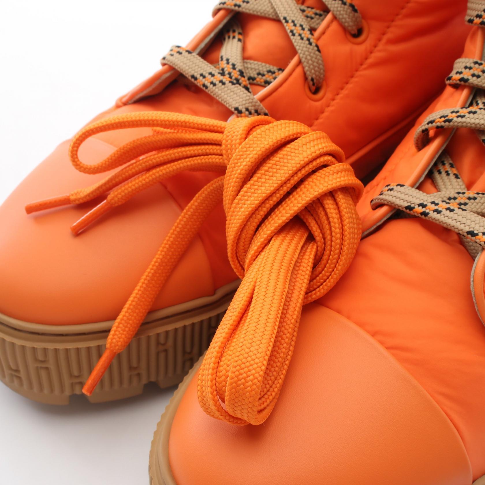 フレッシュ ショート ブーツ ナイロン レザー オレンジ エルメス シューズ HERMES