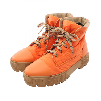 フレッシュ ショート ブーツ ナイロン レザー オレンジ エルメス シューズ HERMES