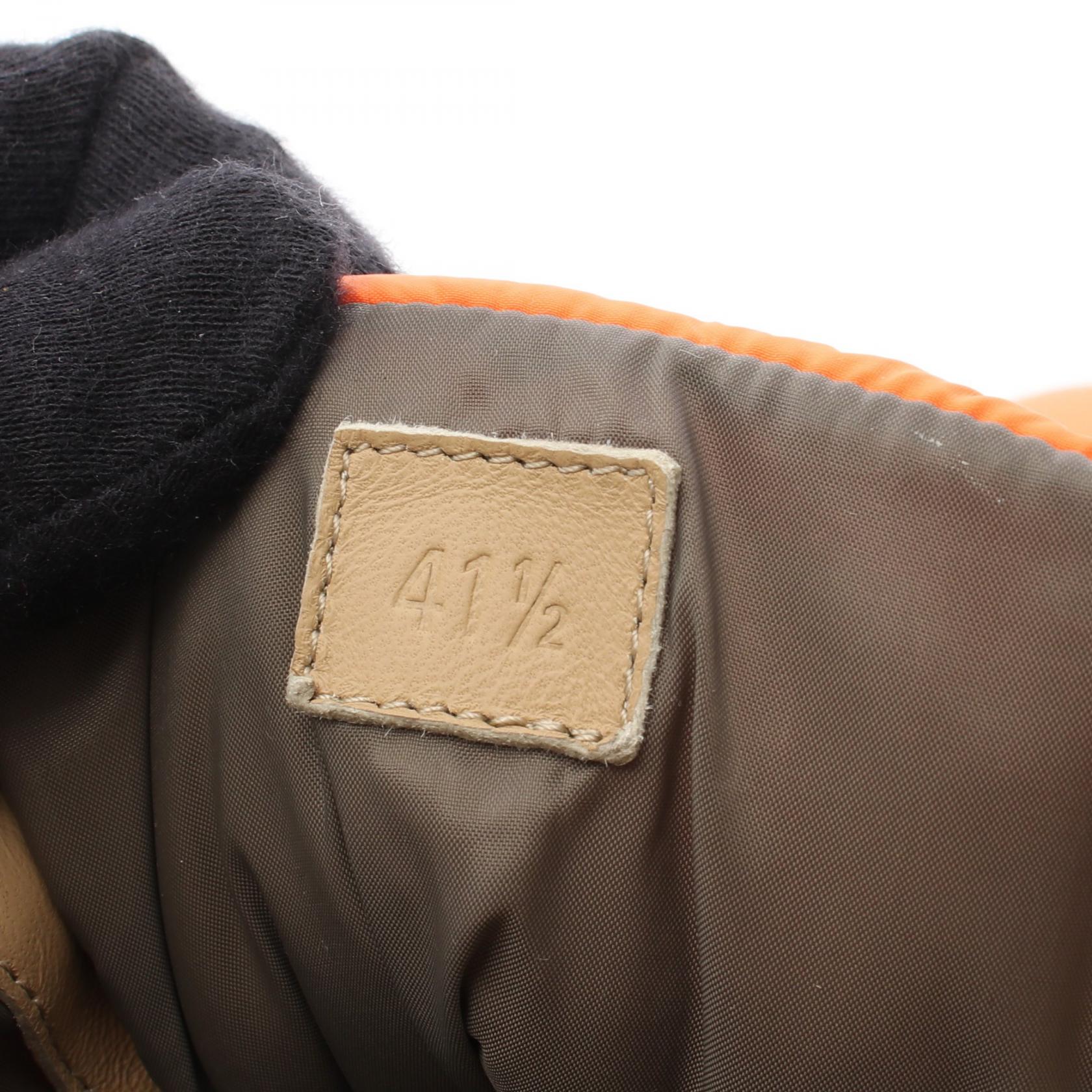 フレッシュ ショート ブーツ ナイロン レザー オレンジ エルメス シューズ HERMES