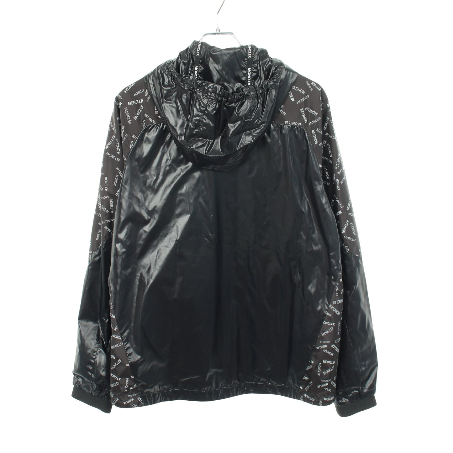 GIDAYU ロゴプリント フード付き ナイロンジャケット ブラック モンクレール アウター MONCLER