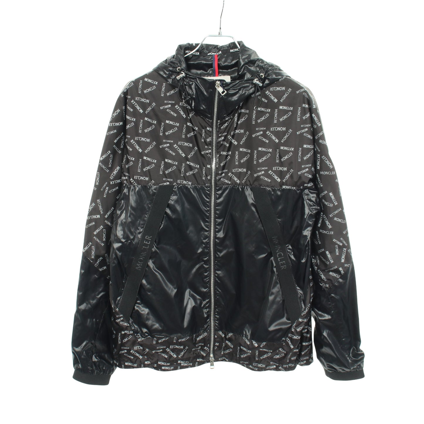 GIDAYU ロゴプリント フード付き ナイロンジャケット ブラック モンクレール アウター MONCLER