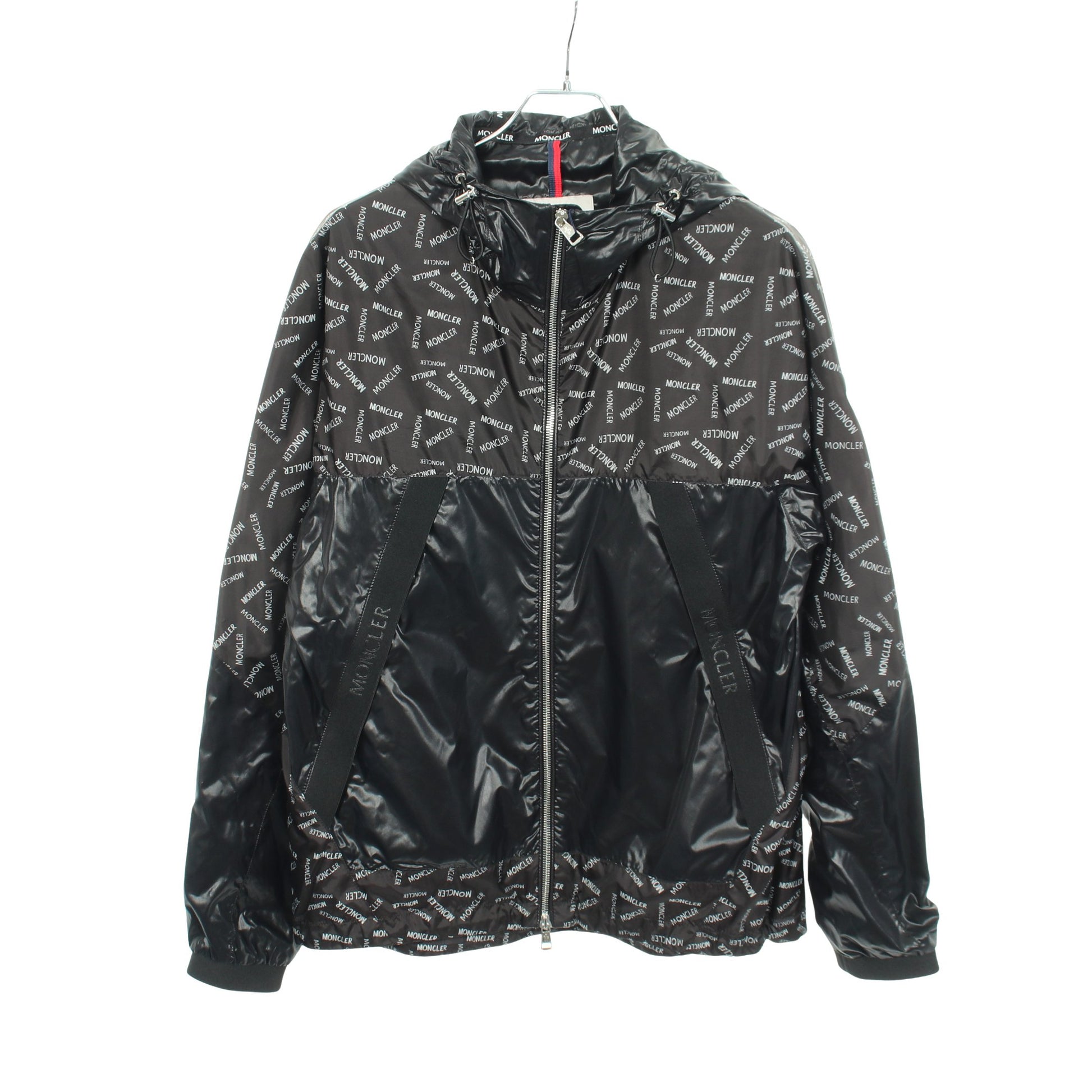 GIDAYU ロゴプリント フード付き ナイロンジャケット ブラック モンクレール アウター MONCLER